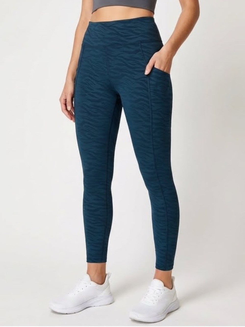 SWEATY BETTY London Zero Gravity Leggings Blue Zebra Print Compression Medium